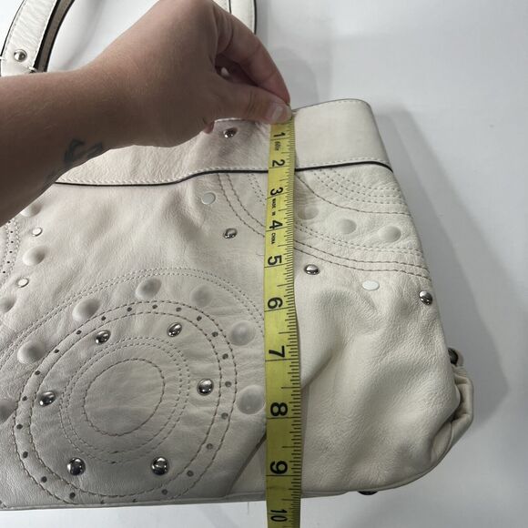 Coach Studded Carryall Applique Gray Leather Shoulder Handbag Off White F16273 - Picture 15 of 15